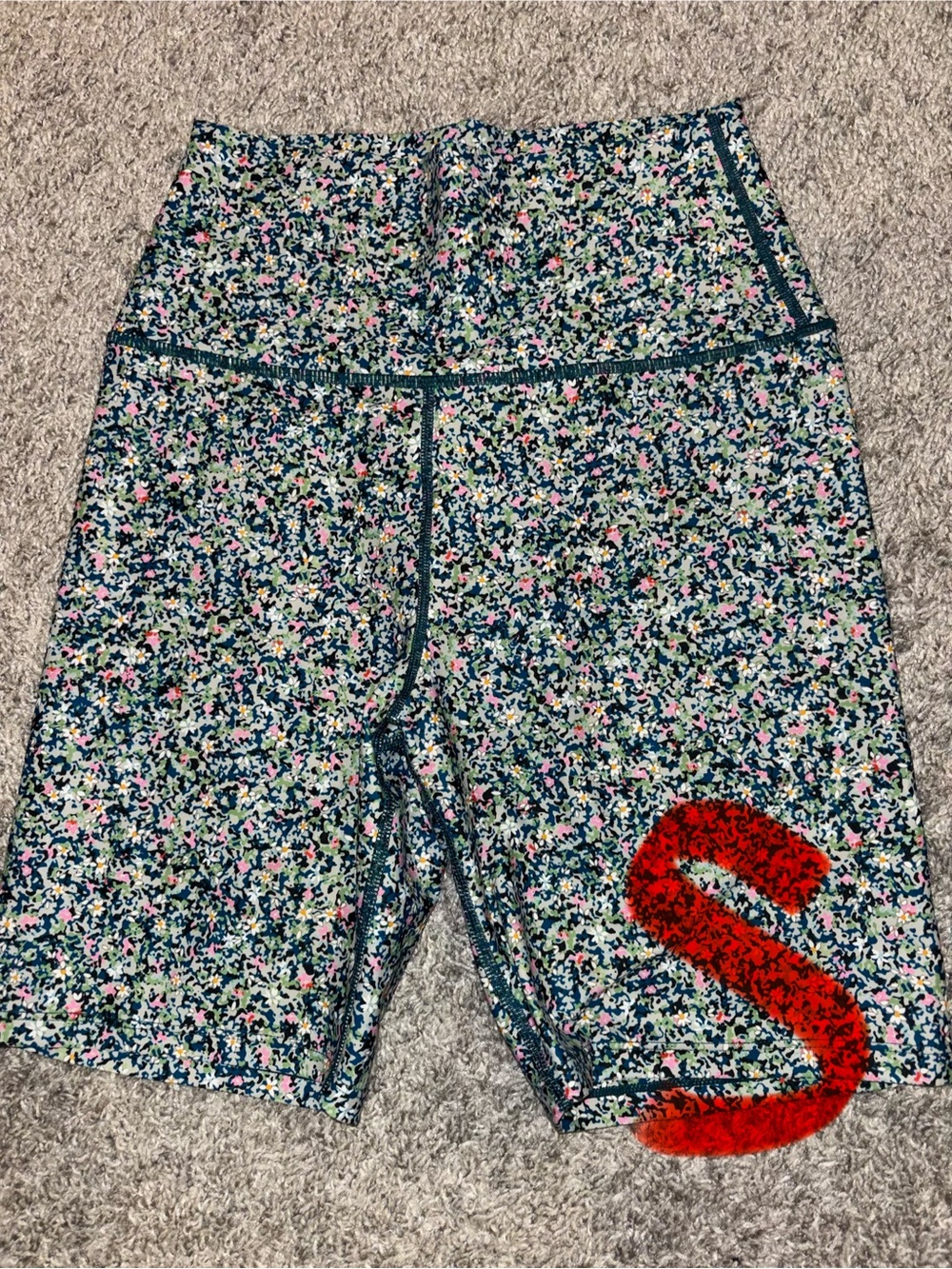High-Waist Floral Women’s Active Shorts - Blue/Pink
